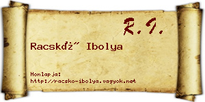 Racskó Ibolya névjegykártya