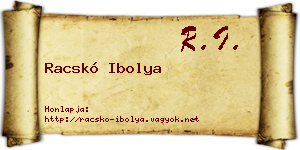 Racskó Ibolya névjegykártya
